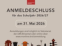 Plakat Anmeldeschluss für das Schuljahr 2026/27 ist am 31. Mai 2026